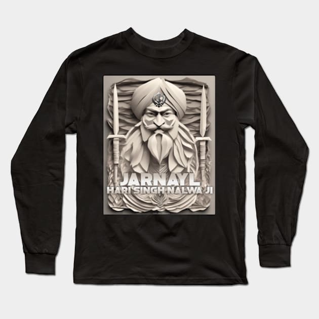 Hari Singh Nalwa ji Long Sleeve T-Shirt by SAN ART STUDIO 